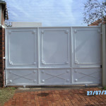 White Solid Steel Sliding Gate With Customised Design