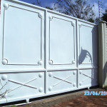 White Solid Steel Sliding Gate With Customised Design